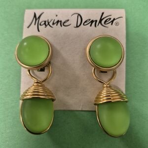 Lime Green and Gold Earrings